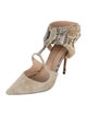 Jean-Michel Cazabat Suede Animal Print T-Strap Pumps