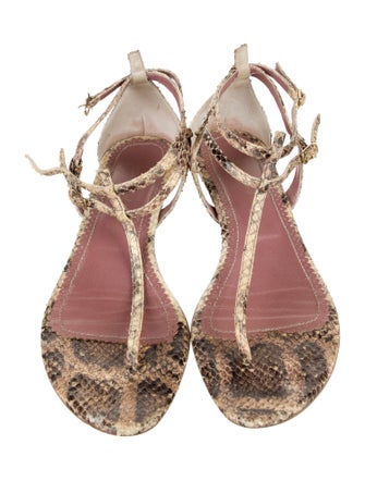 Jean-Michel Cazabat Snakeskin Animal Print T-Strap Sandals