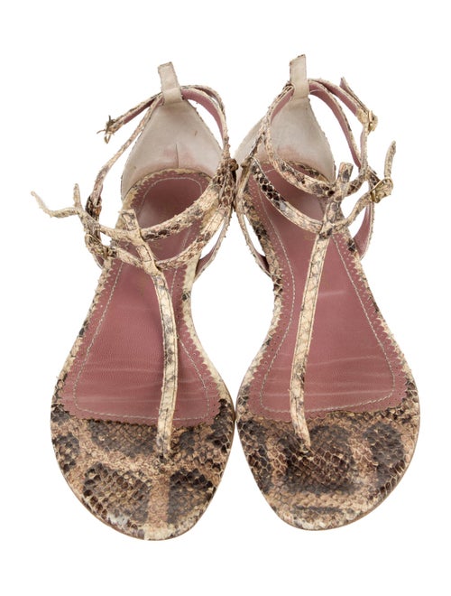 Jean-Michel Cazabat Snakeskin Animal Print T-Strap Sandals
