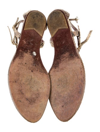 Jean-Michel Cazabat Snakeskin Animal Print T-Strap Sandals