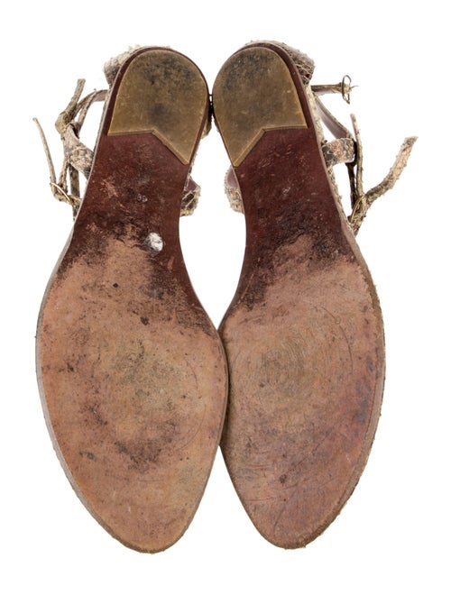 Jean-Michel Cazabat Snakeskin Animal Print T-Strap Sandals