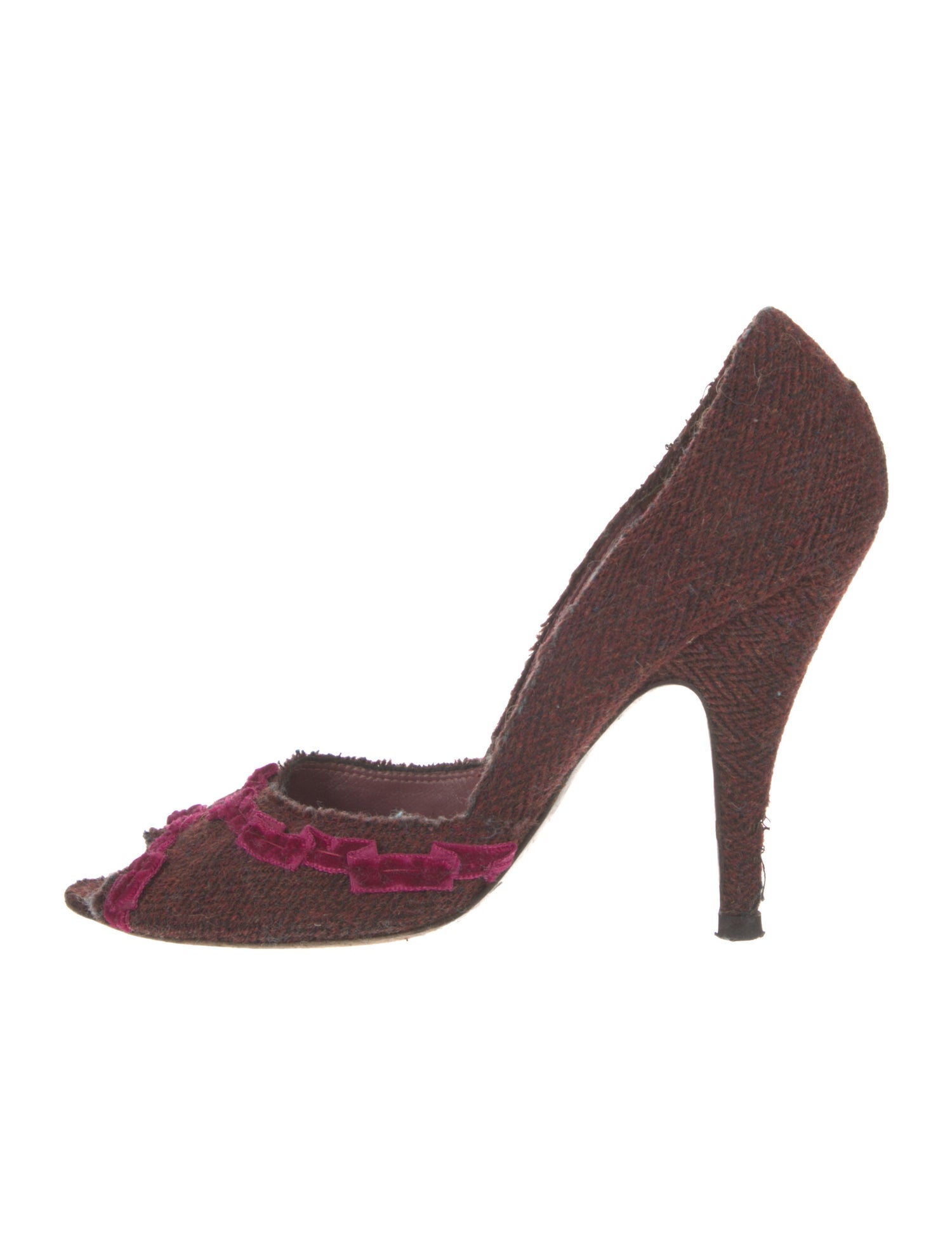 Jean-Michel Cazabat Tweed Cutout Accent D'Orsay Pumps