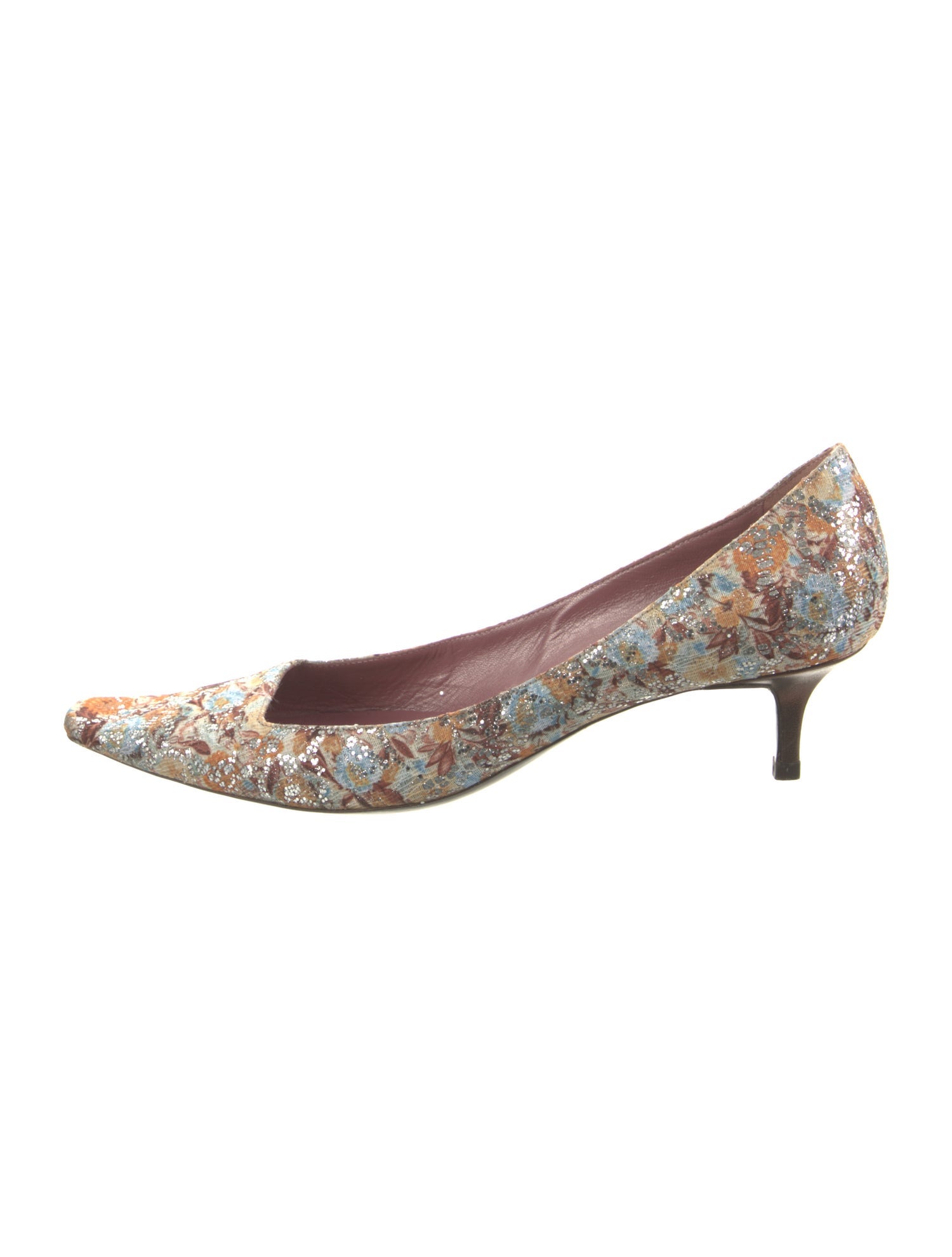 Jean-Michel Cazabat Floral Print Glitter Accents Pumps