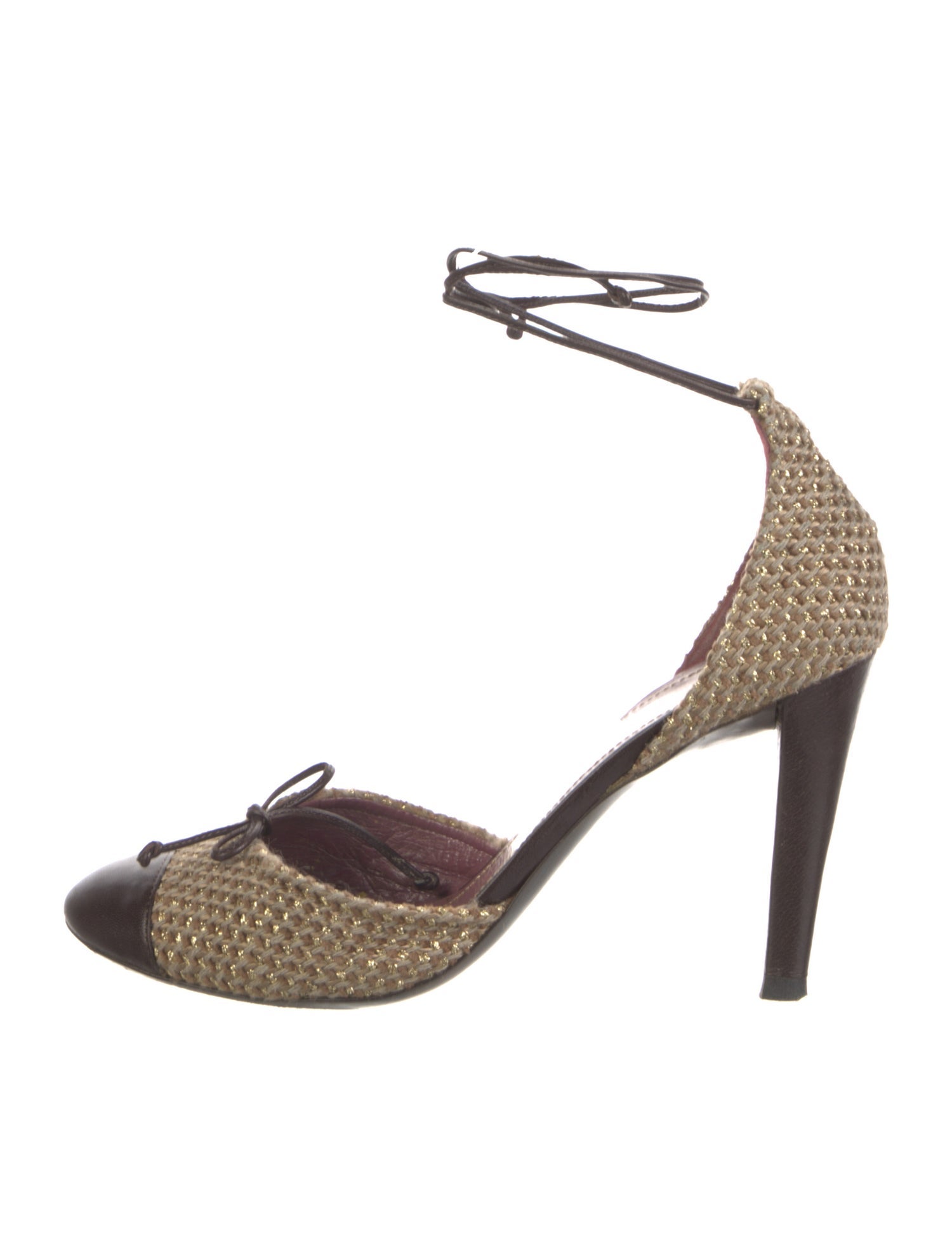 Jean-Michel Cazabat Canvas Colorblock Pattern D'Orsay Pumps