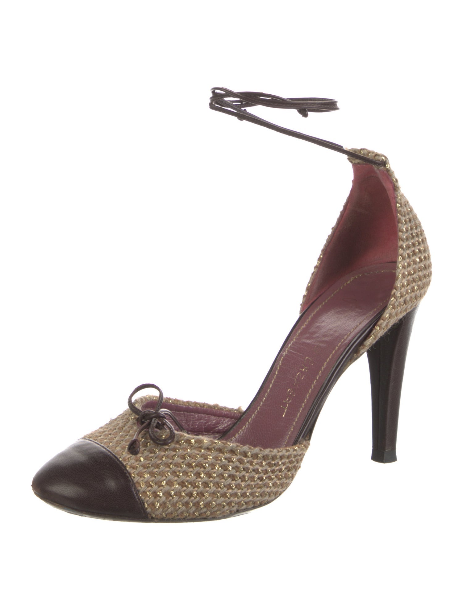 Jean-Michel Cazabat Canvas Colorblock Pattern D'Orsay Pumps