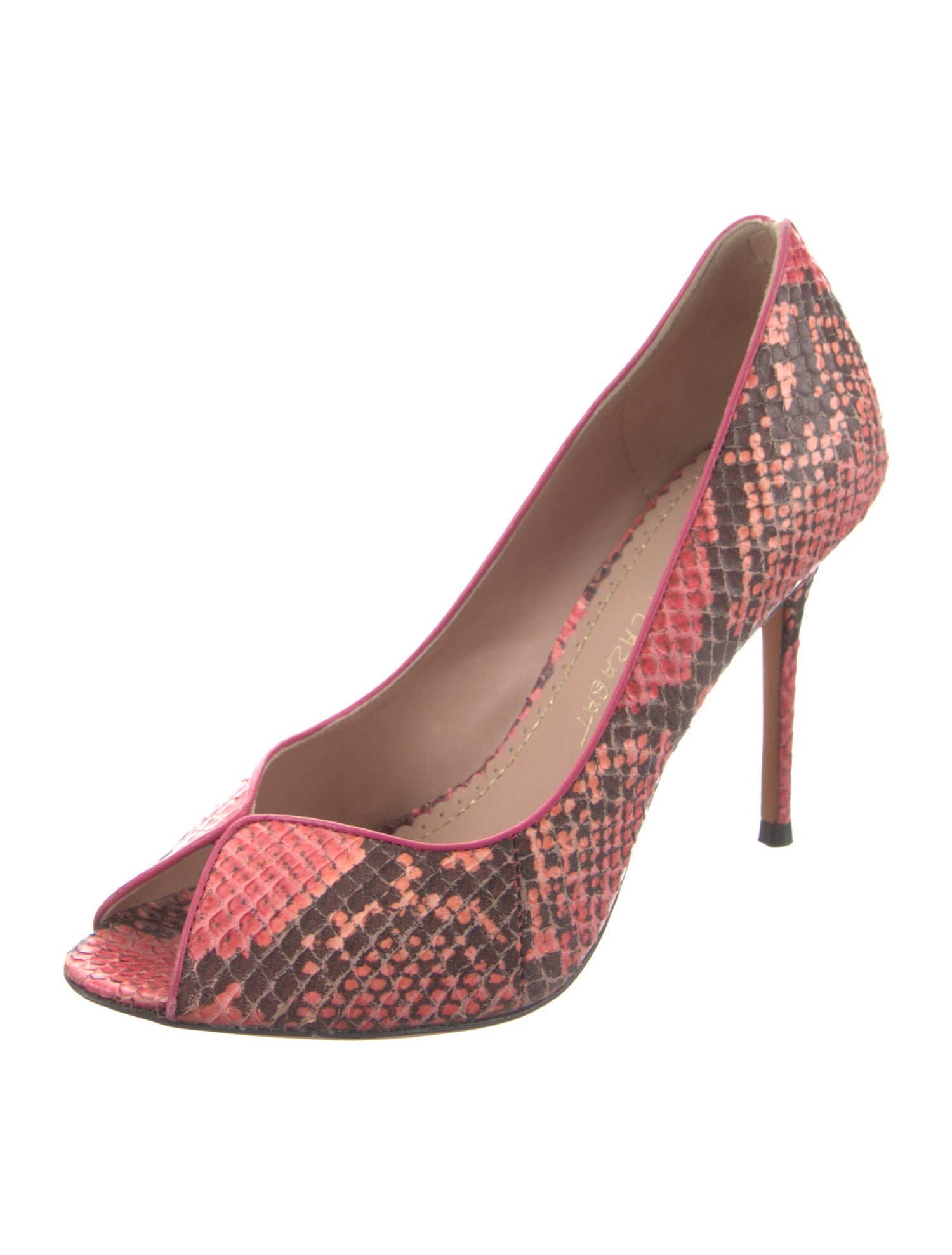 Jean-Michel Cazabat Embossed Leather Animal Print Pumps