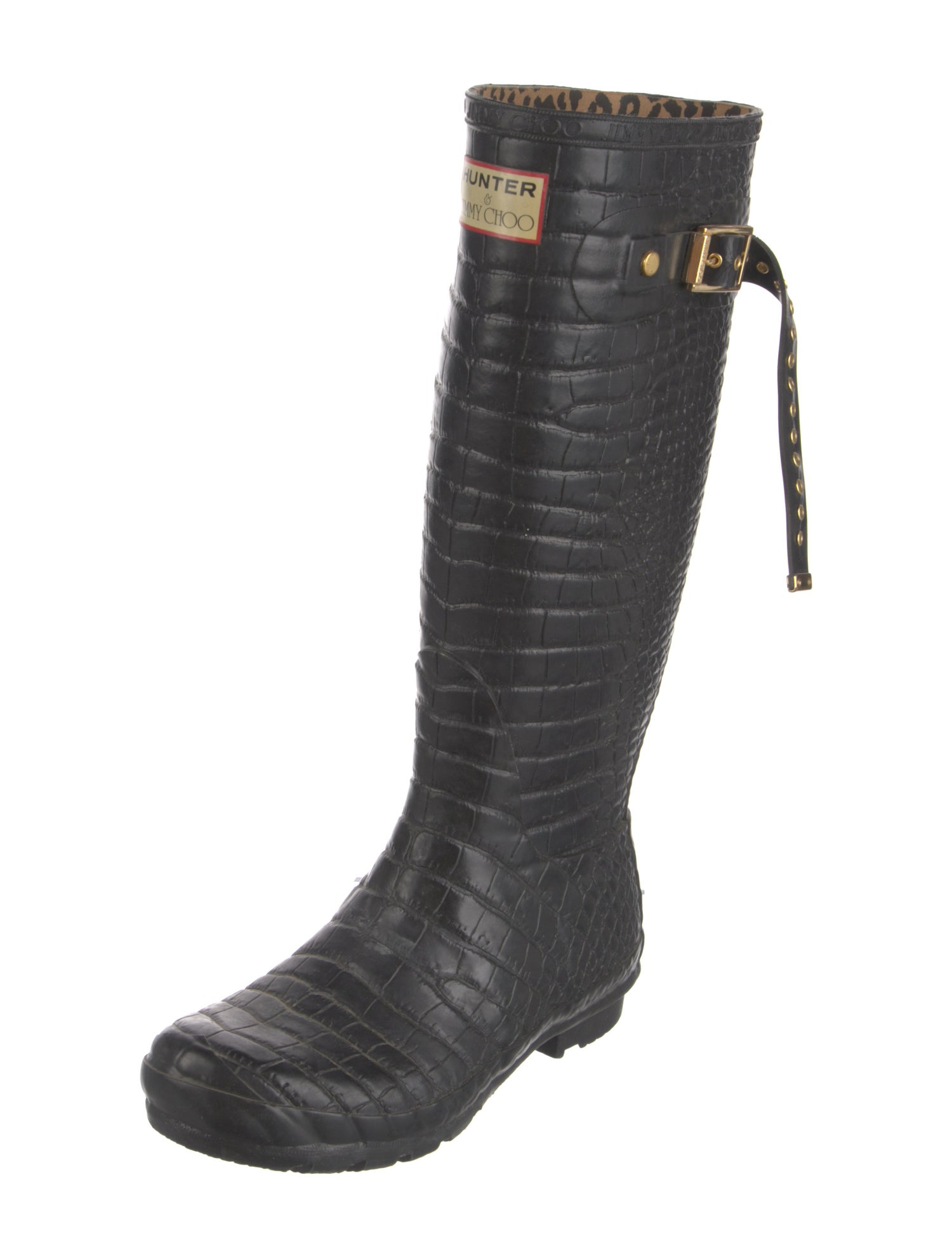 Jimmy Choo x Hunter Rubber Animal Print Rain Boots