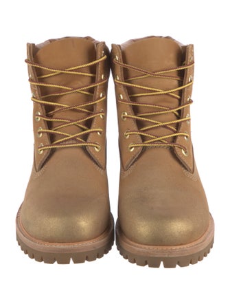 Jimmy Choo x Timberland Leather Glitter Accents Combat Boots