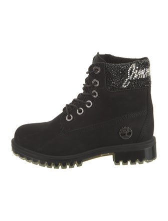 Jimmy Choo x Timberland Suede Printed Combat Boots