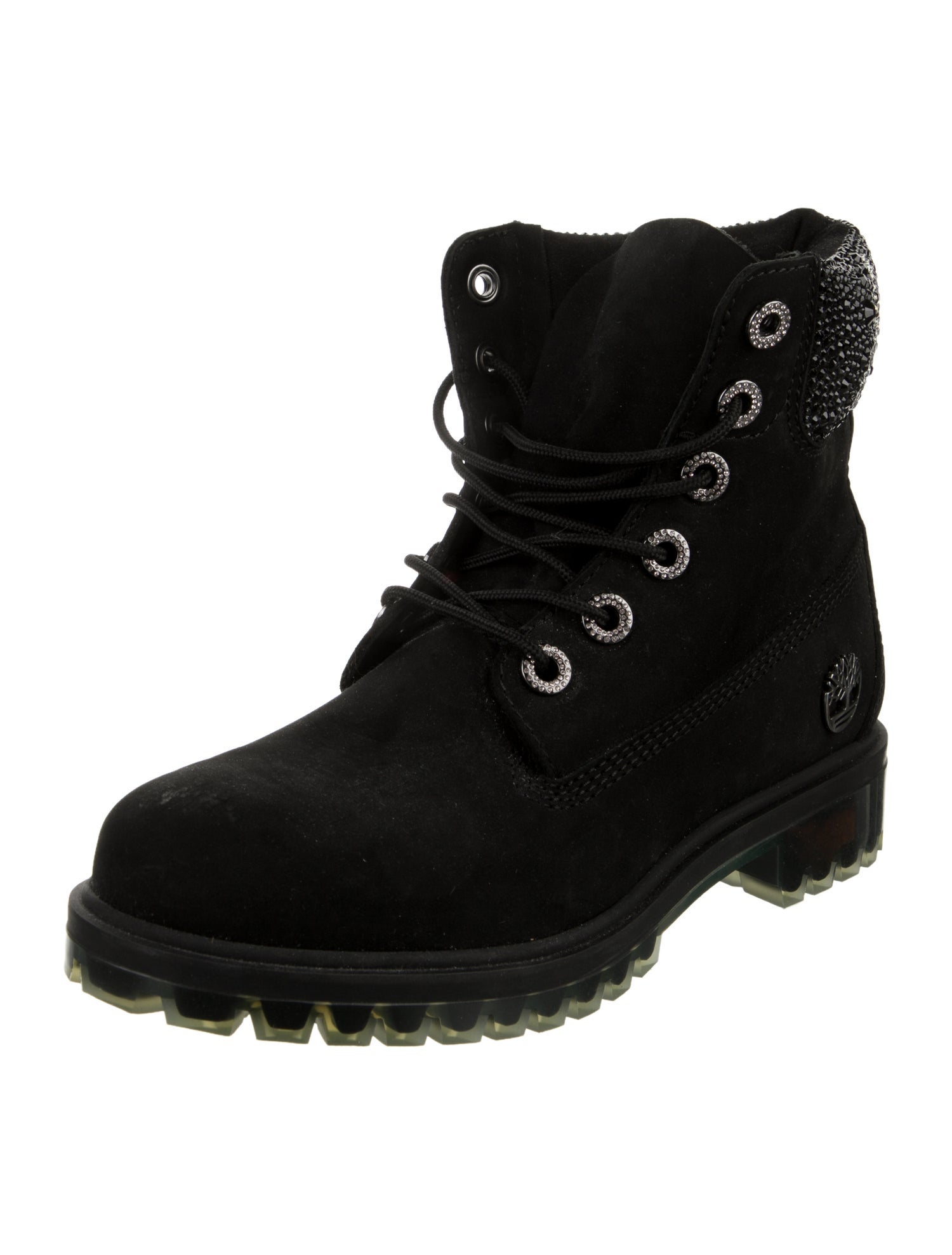 Jimmy Choo x Timberland Suede Crystal Embellishments Combat Boots