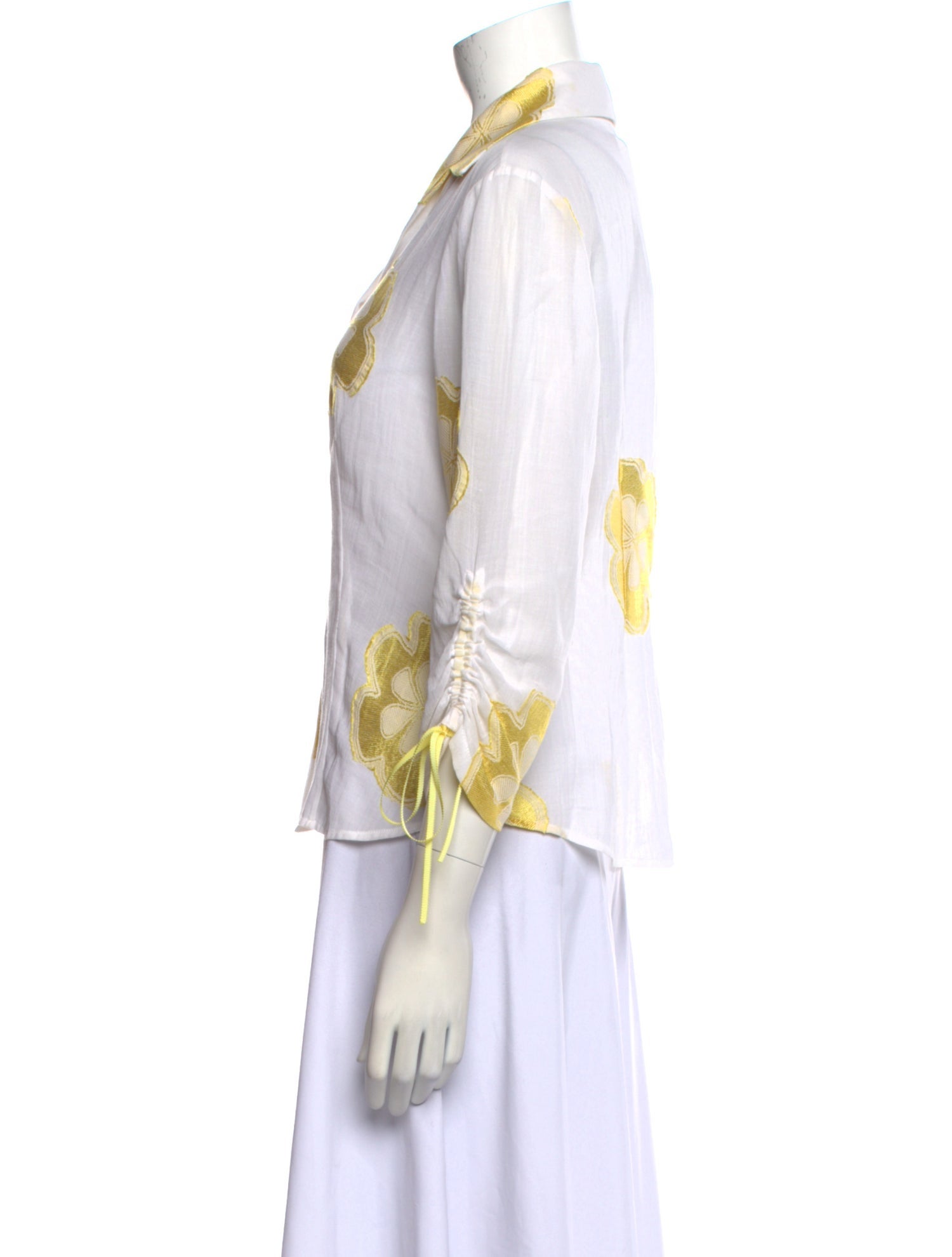 Juliana Collezione Printed Three-Quarter Sleeve Button-Up Top