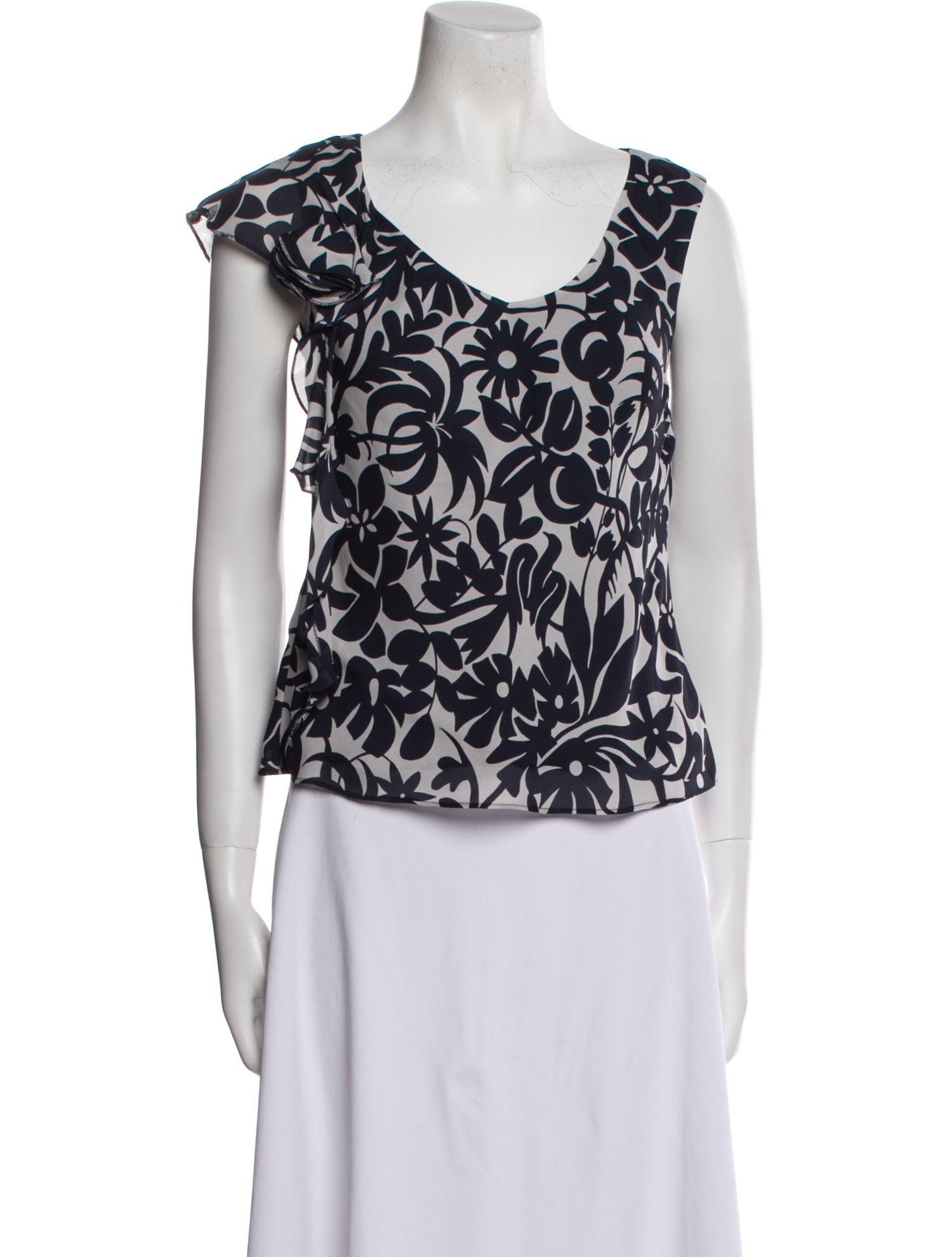 Juliana Collezione Silk Floral Print Top