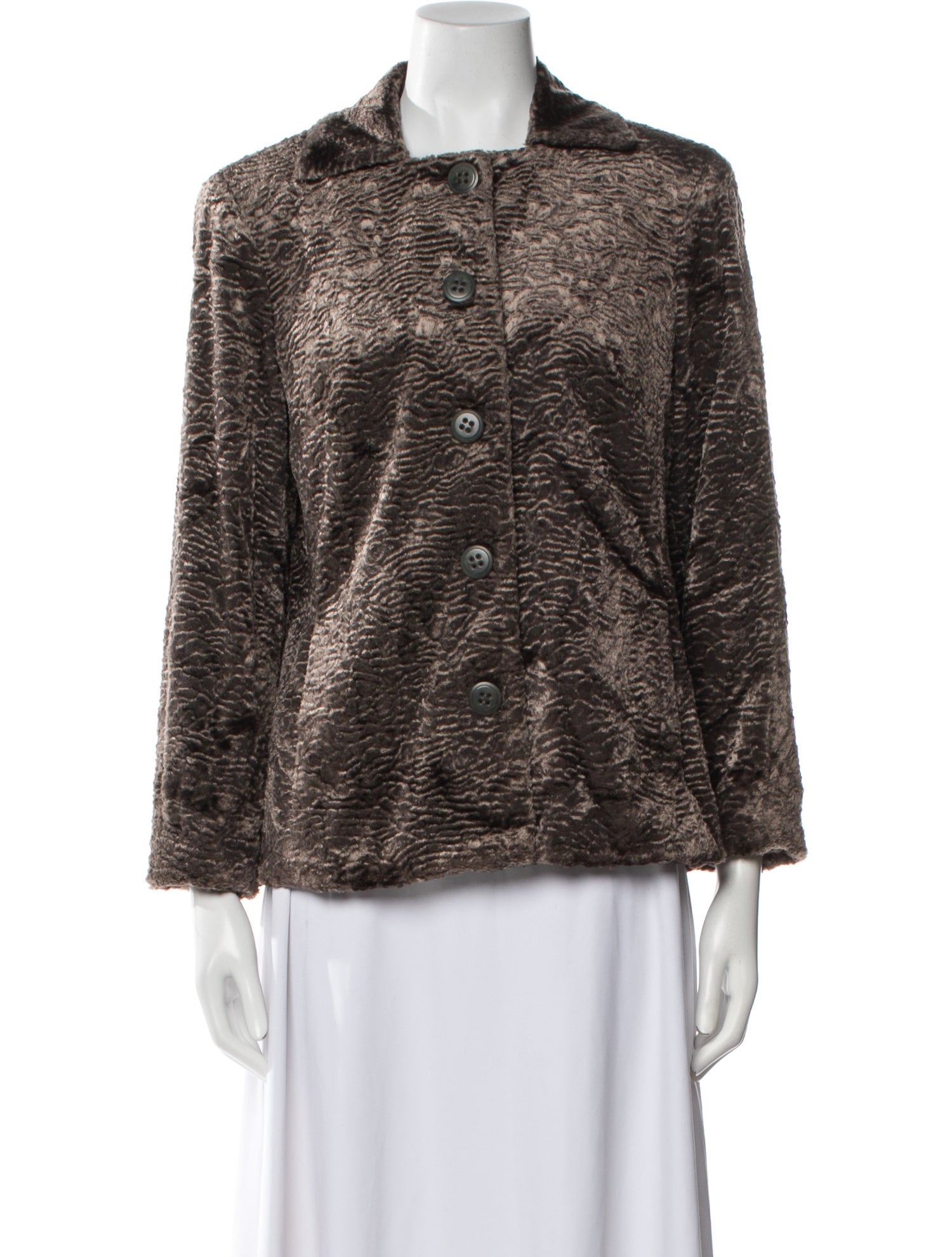 Juliana Collezione Tweed Pattern Faux Fur Jacket