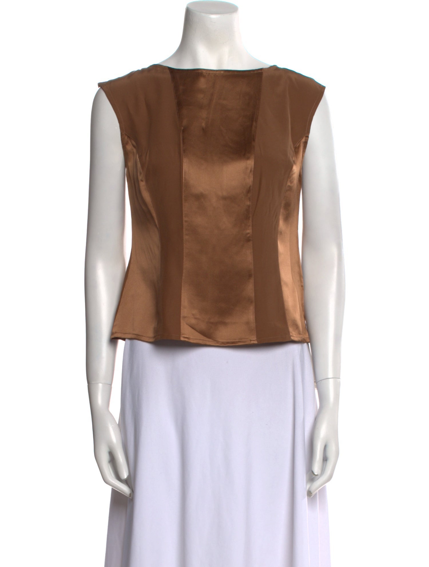 Juliana Collezione Silk Bateau Neckline Crop Top