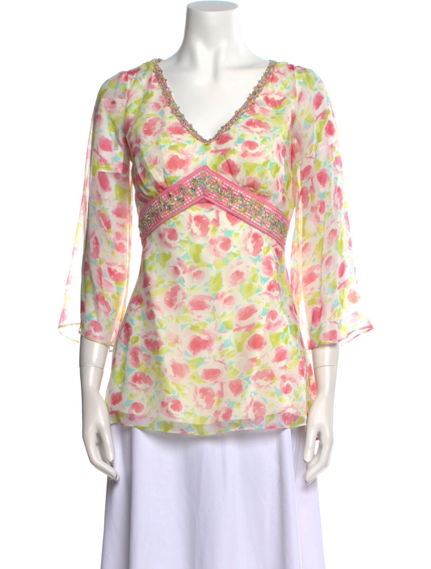 Juliana Collezione Silk Printed Blouse w/ Tags