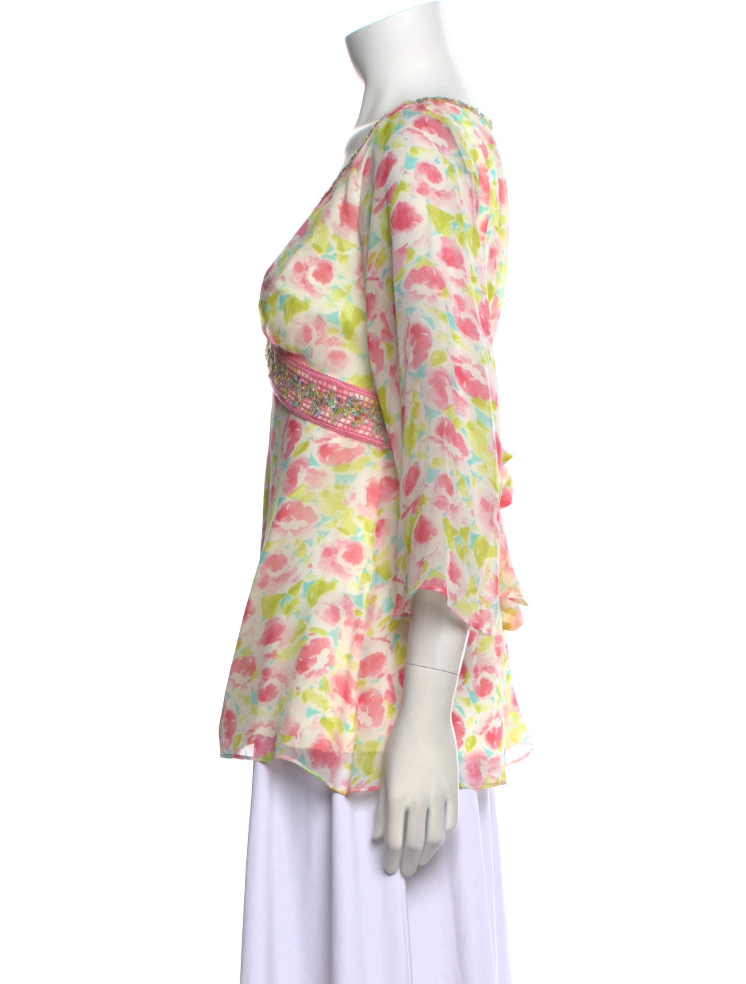 Juliana Collezione Silk Printed Blouse w/ Tags