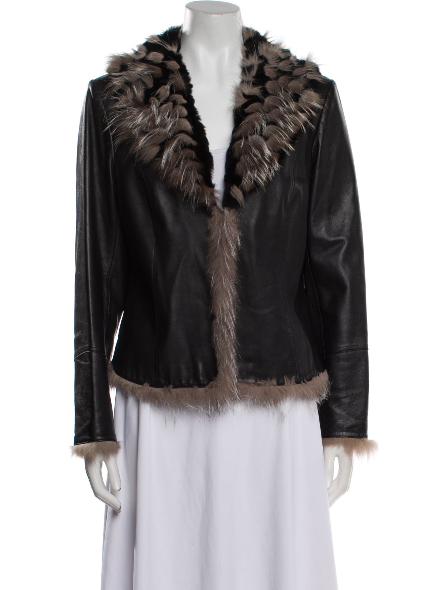 Juliana Collezione Leather Striped Evening Jacket