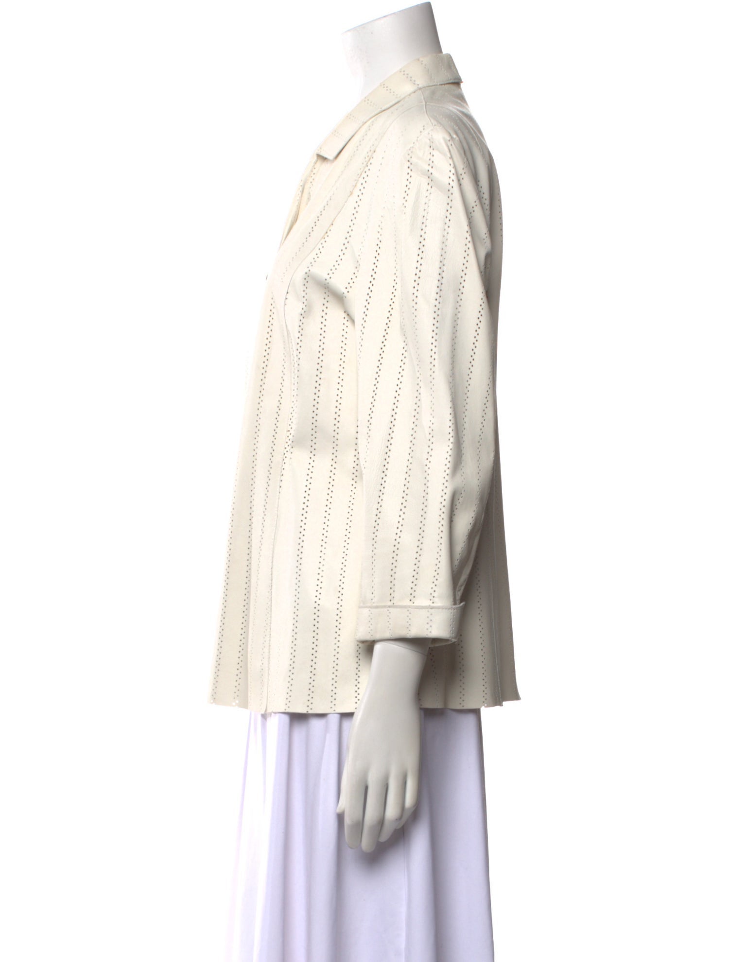 Juliana Collezione Leather Striped Button-Up Top