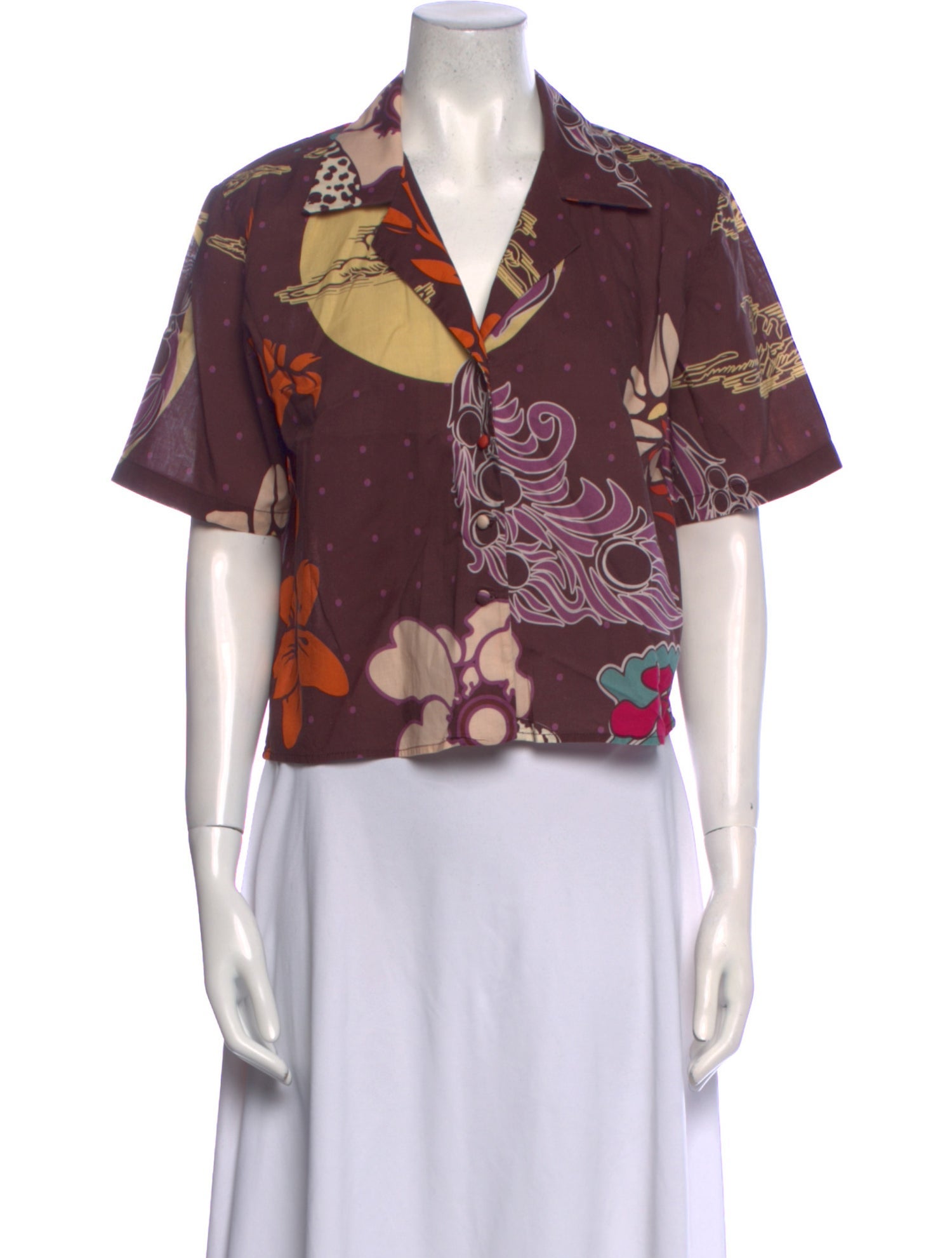 Juan de Dios Printed V-Neck Crop Top