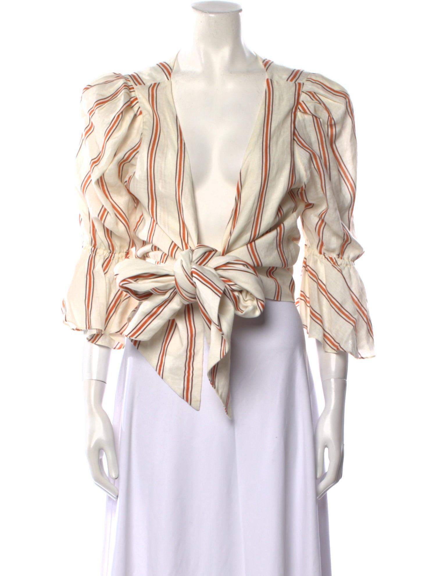 Juan de Dios Linen Striped Crop Top