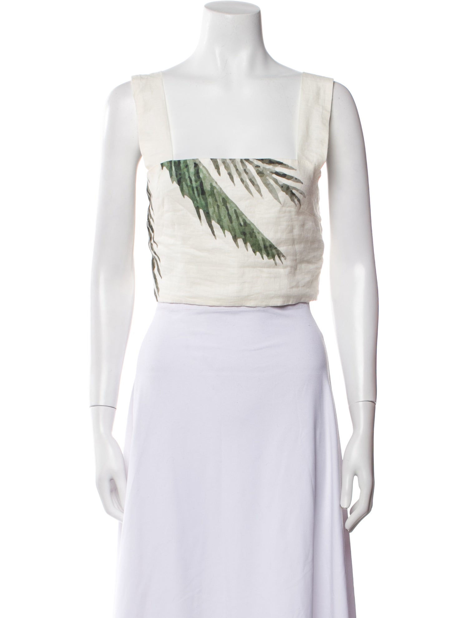 Juan de Dios Linen Graphic Print Crop Top