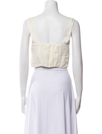 Juan de Dios Linen Graphic Print Crop Top