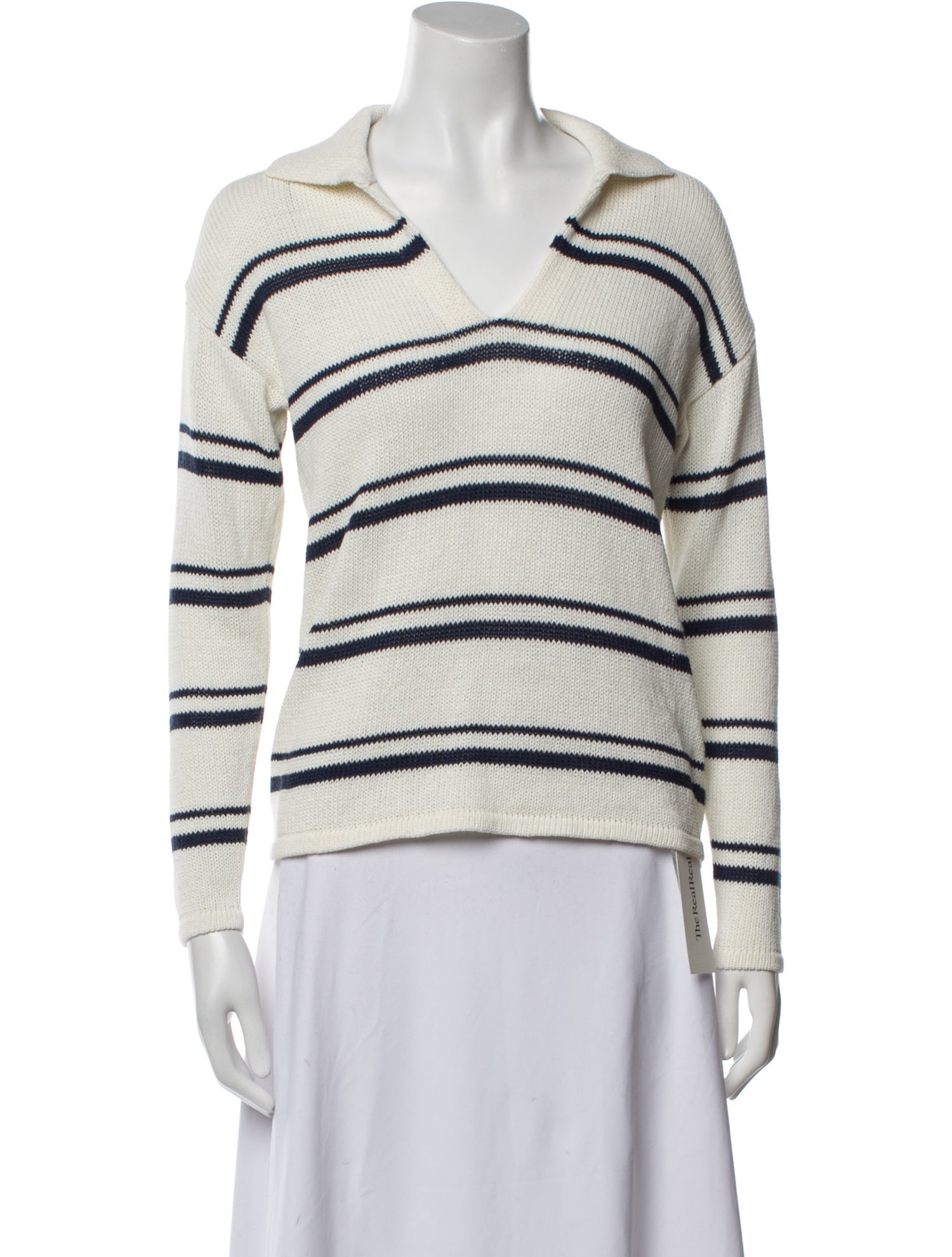 J. Mclaughlin Striped V-Neck Sweater