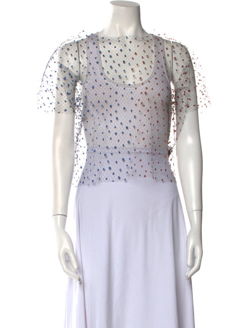 Julien David Polka Dot Print Crew Neck Crop Top