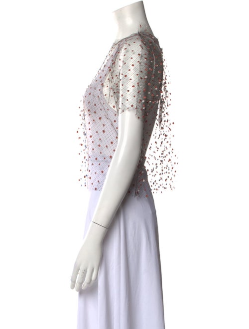 Julien David Polka Dot Print Crew Neck Crop Top