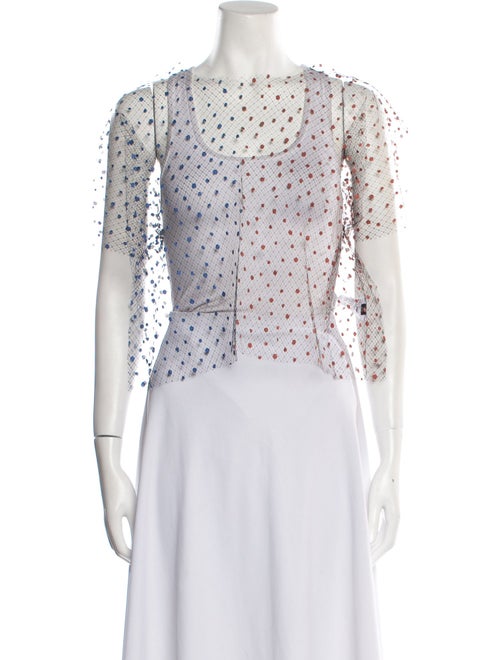 Julien David Polka Dot Print Scoop Neck Crop Top