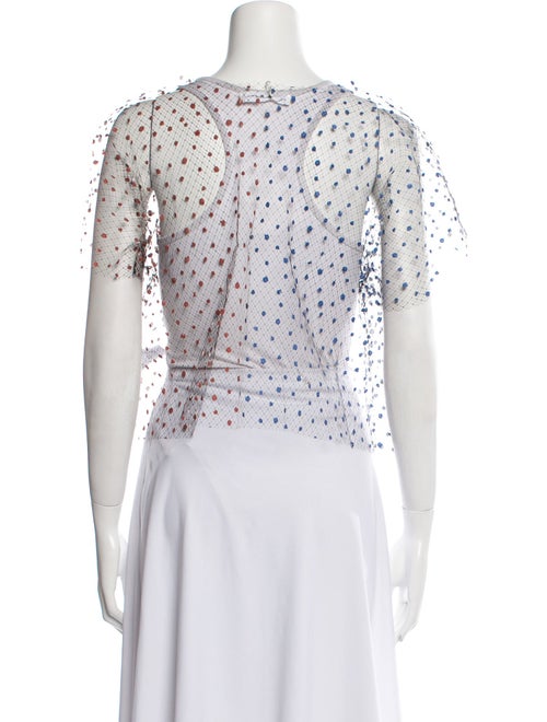 Julien David Polka Dot Print Scoop Neck Crop Top