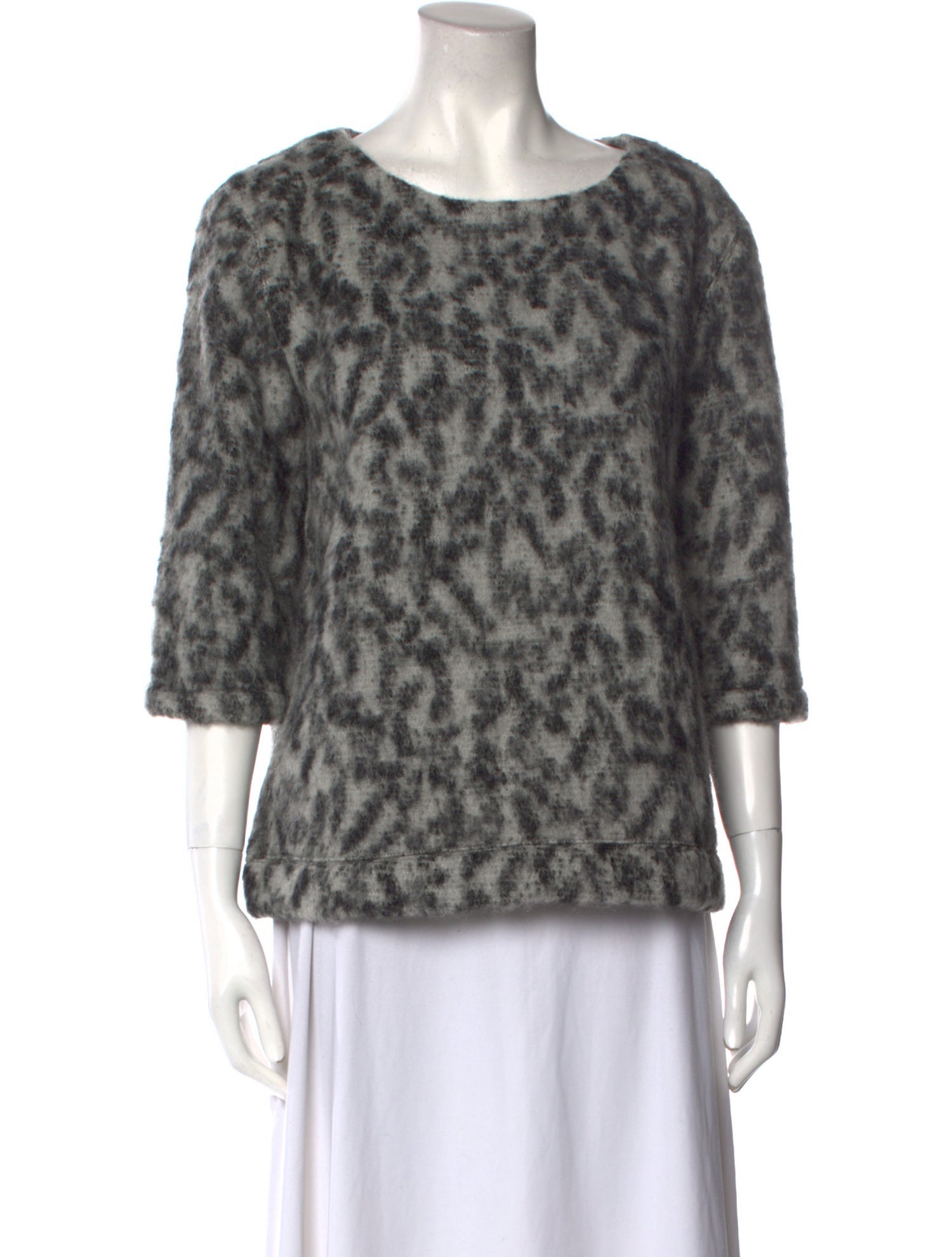 Julien David Printed Bateau Neckline Blouse