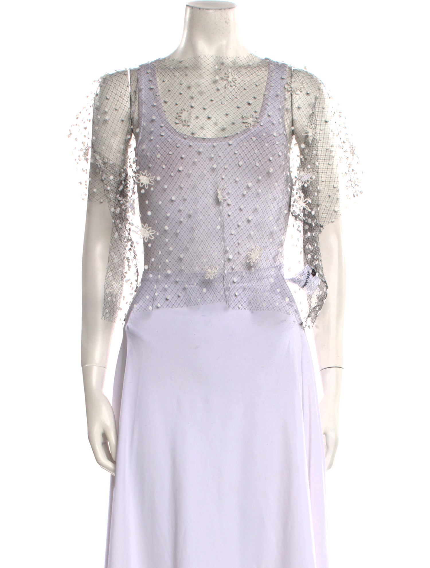 Julien David Nylon Lace Pattern Crop Top