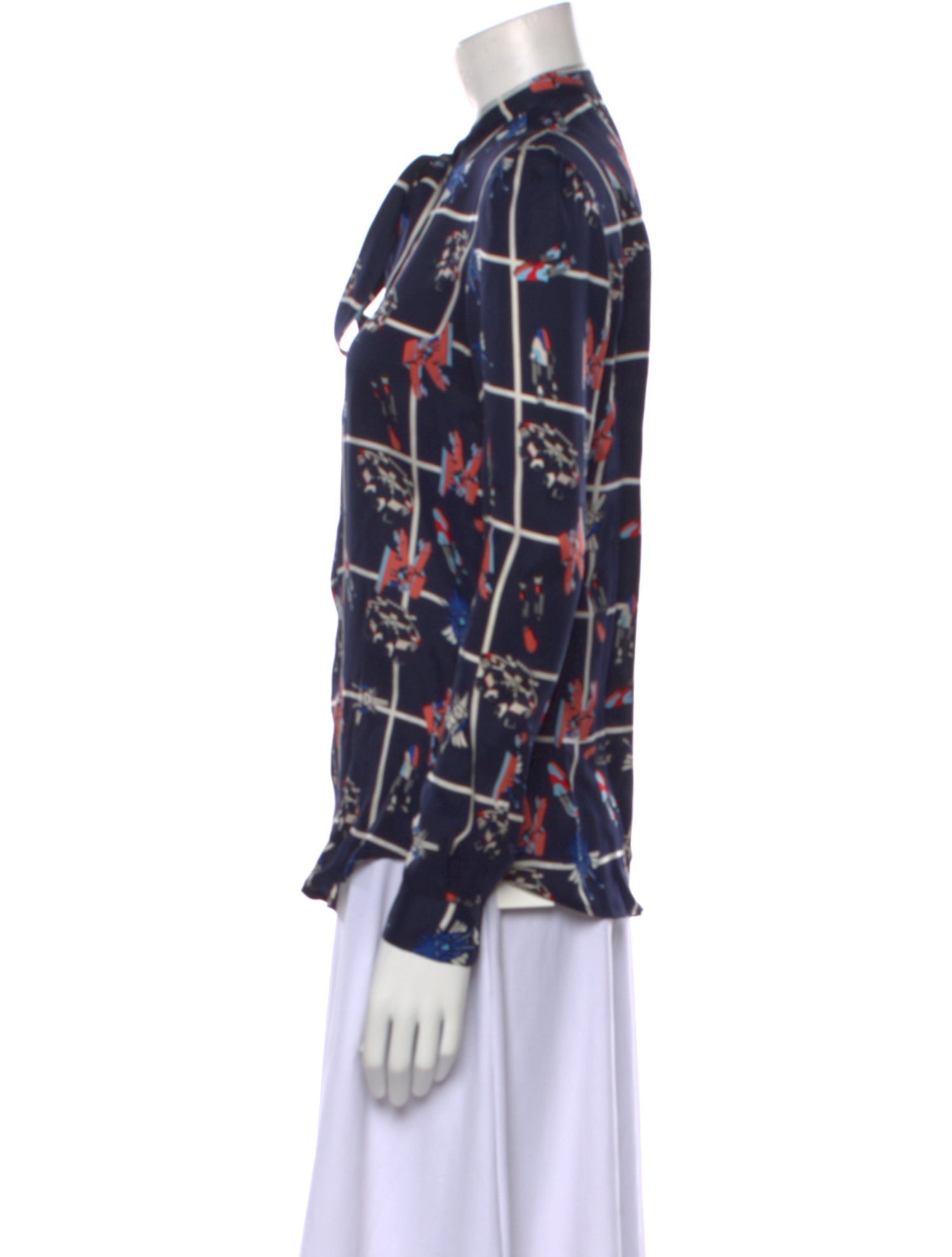 Julien David Silk Printed Button-Up Top