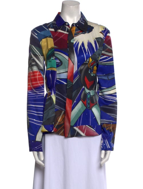 Julien David Silk Printed Button-Up Top