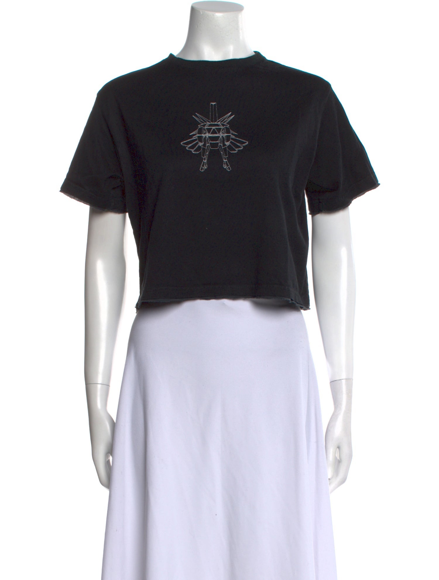 Julien David Graphic Print Crew Neck Crop Top