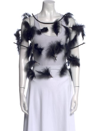 Julien David Nylon Scoop Neck Crop Top