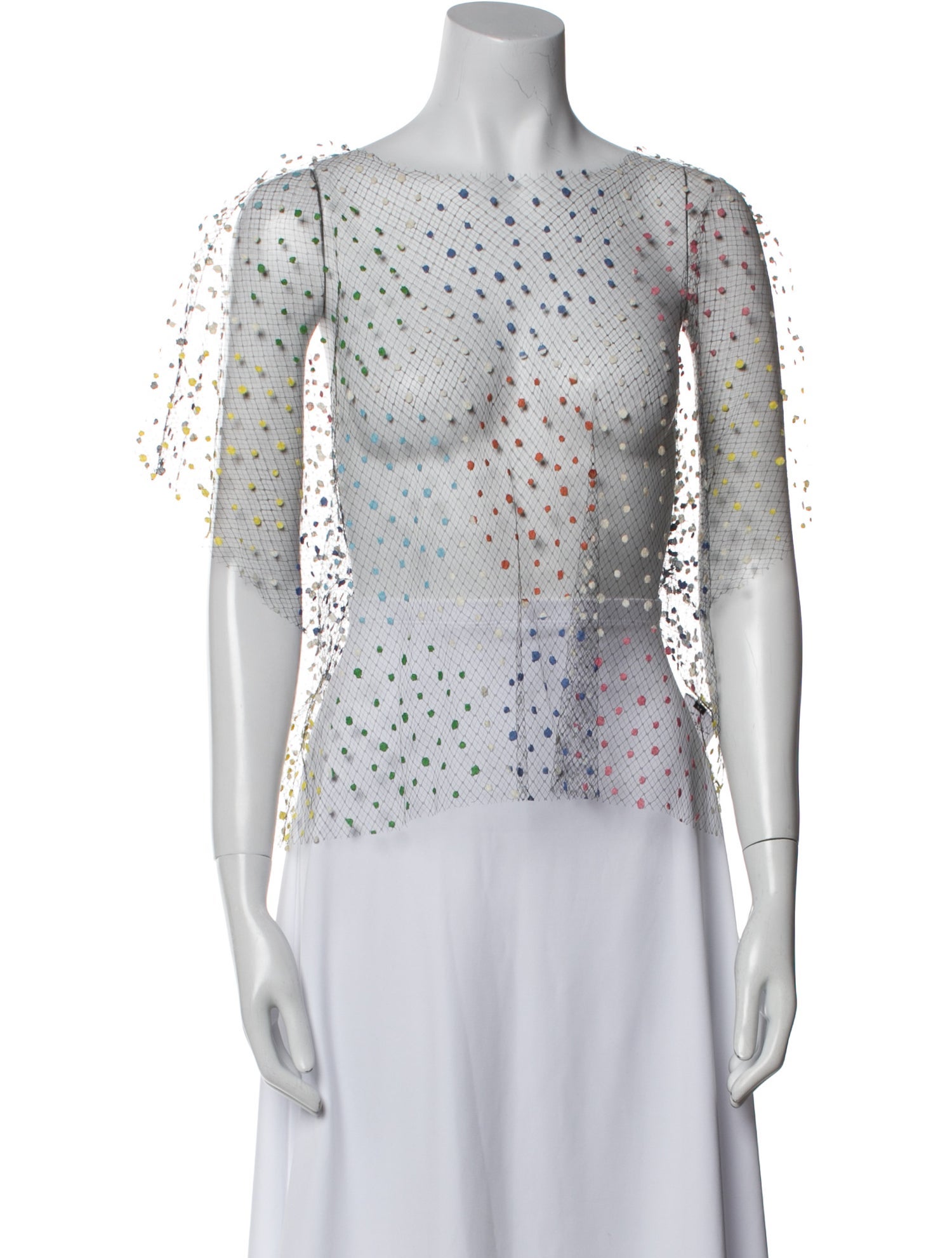 Julien David Lace Pattern Bateau Neckline Top