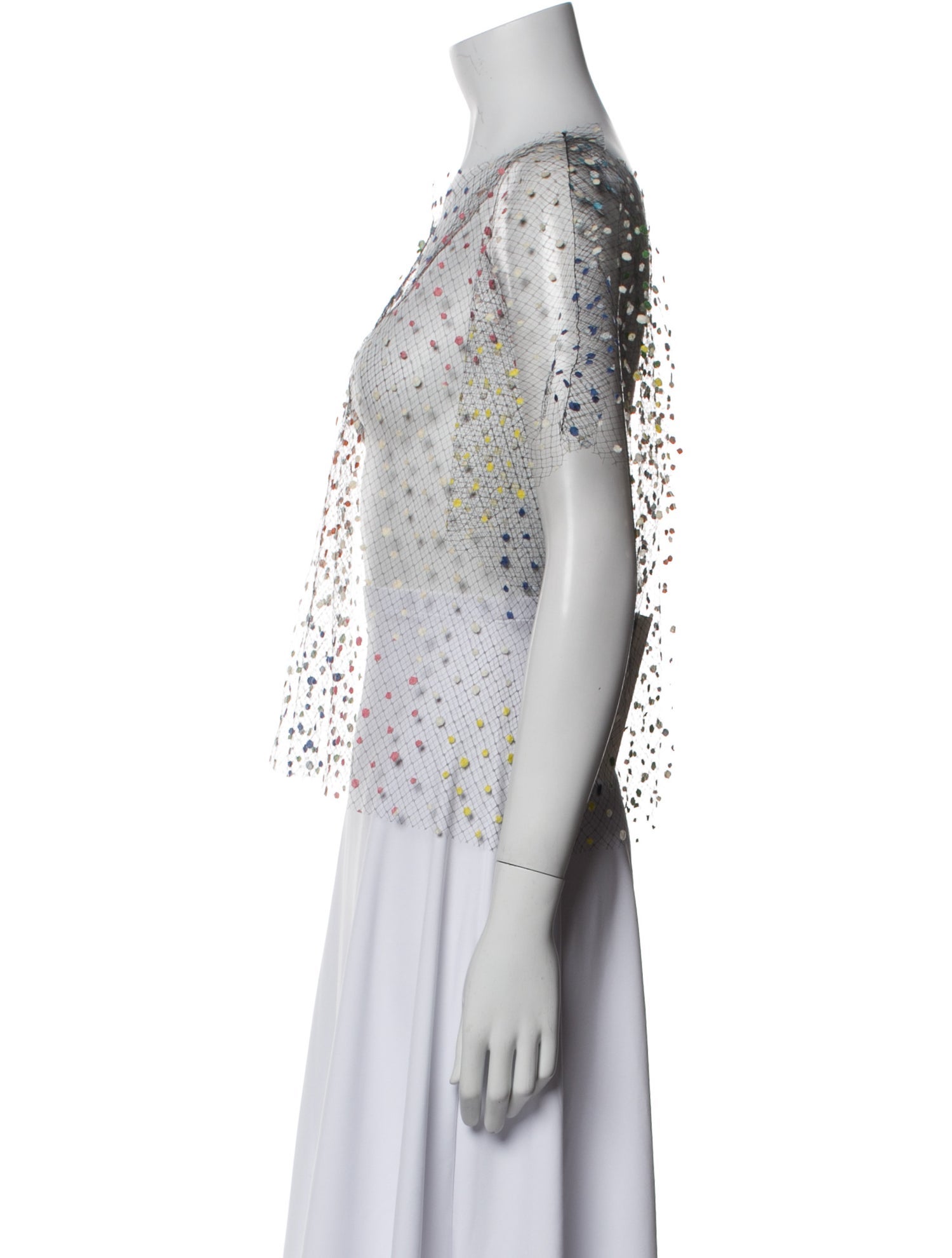 Julien David Lace Pattern Bateau Neckline Top