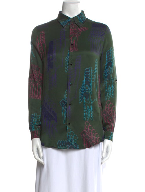 Julien David Silk Printed Button-Up Top