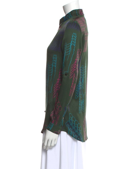 Julien David Silk Printed Button-Up Top