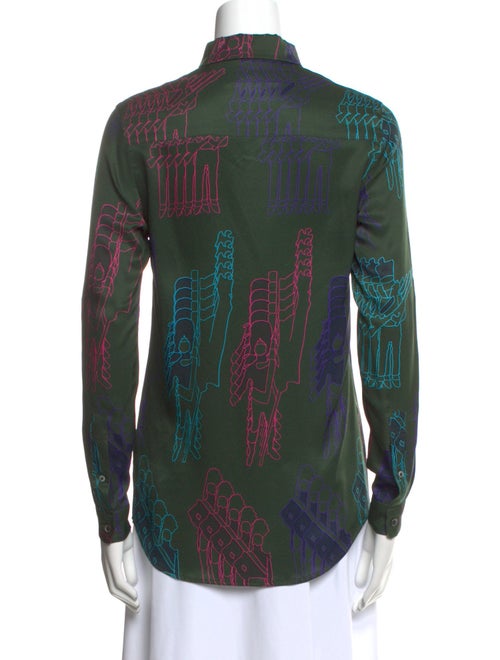 Julien David Silk Printed Button-Up Top