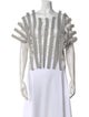 Julien David Striped Square Neckline Crop Top