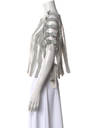 Julien David Striped Square Neckline Crop Top