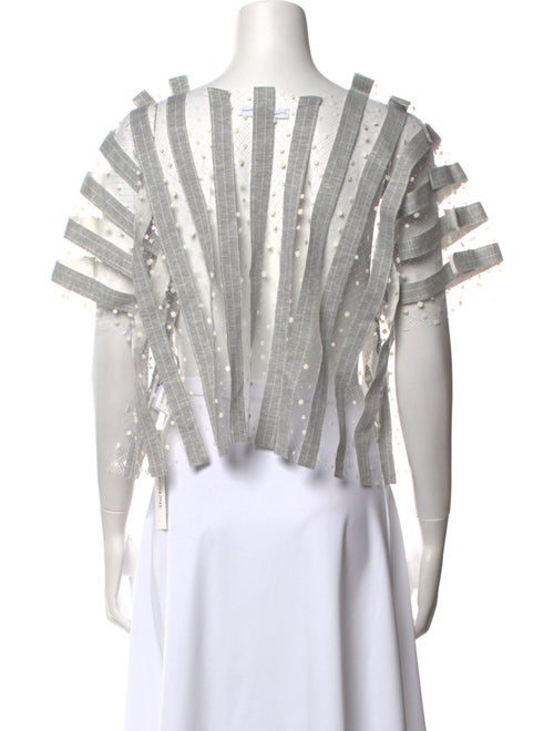 Julien David Striped Square Neckline Crop Top