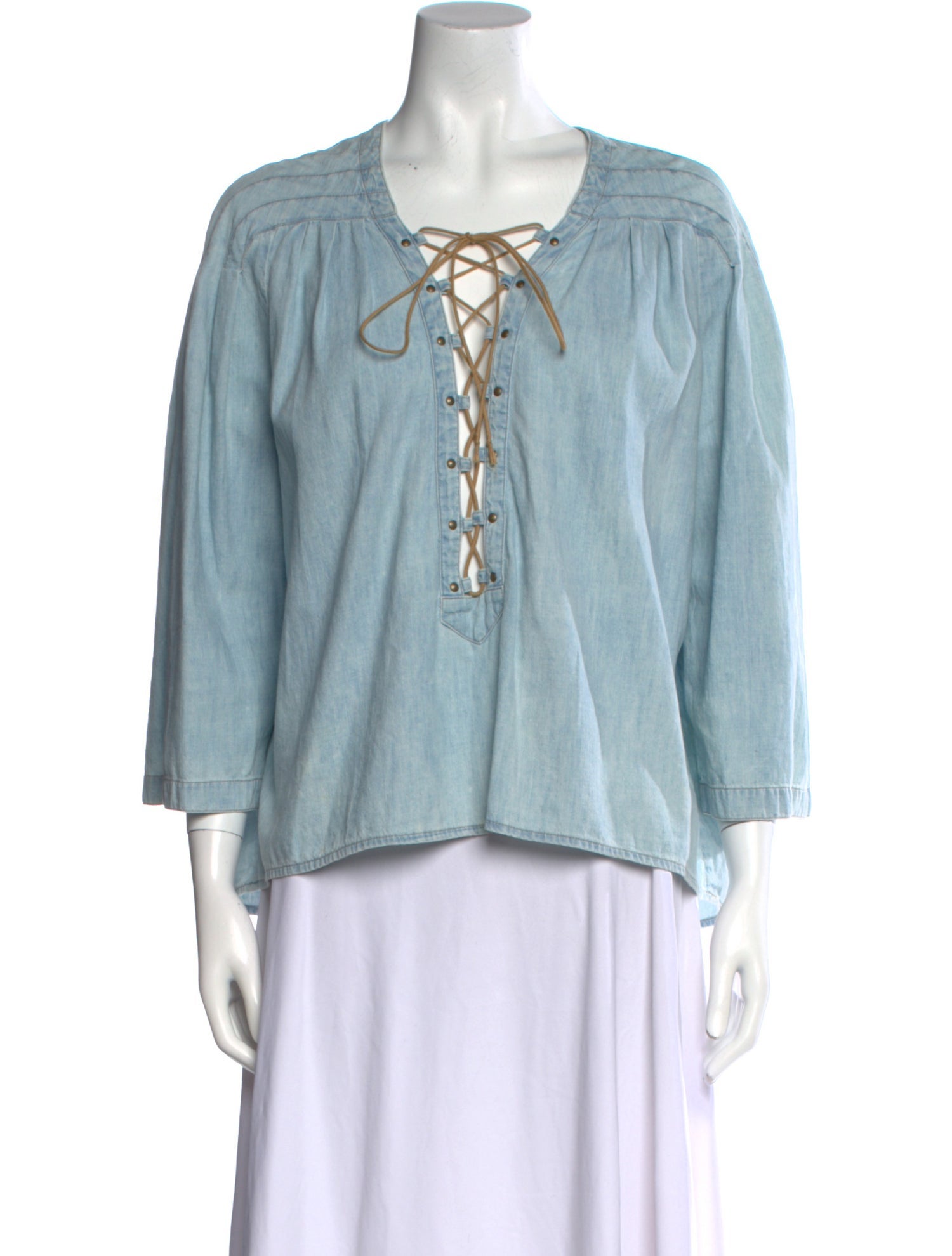 Jean Atelier Tie Neck Three-Quarter Sleeve Blouse