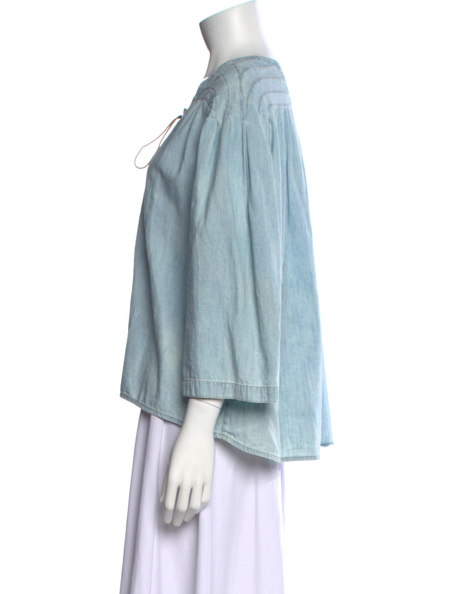 Jean Atelier Tie Neck Three-Quarter Sleeve Blouse