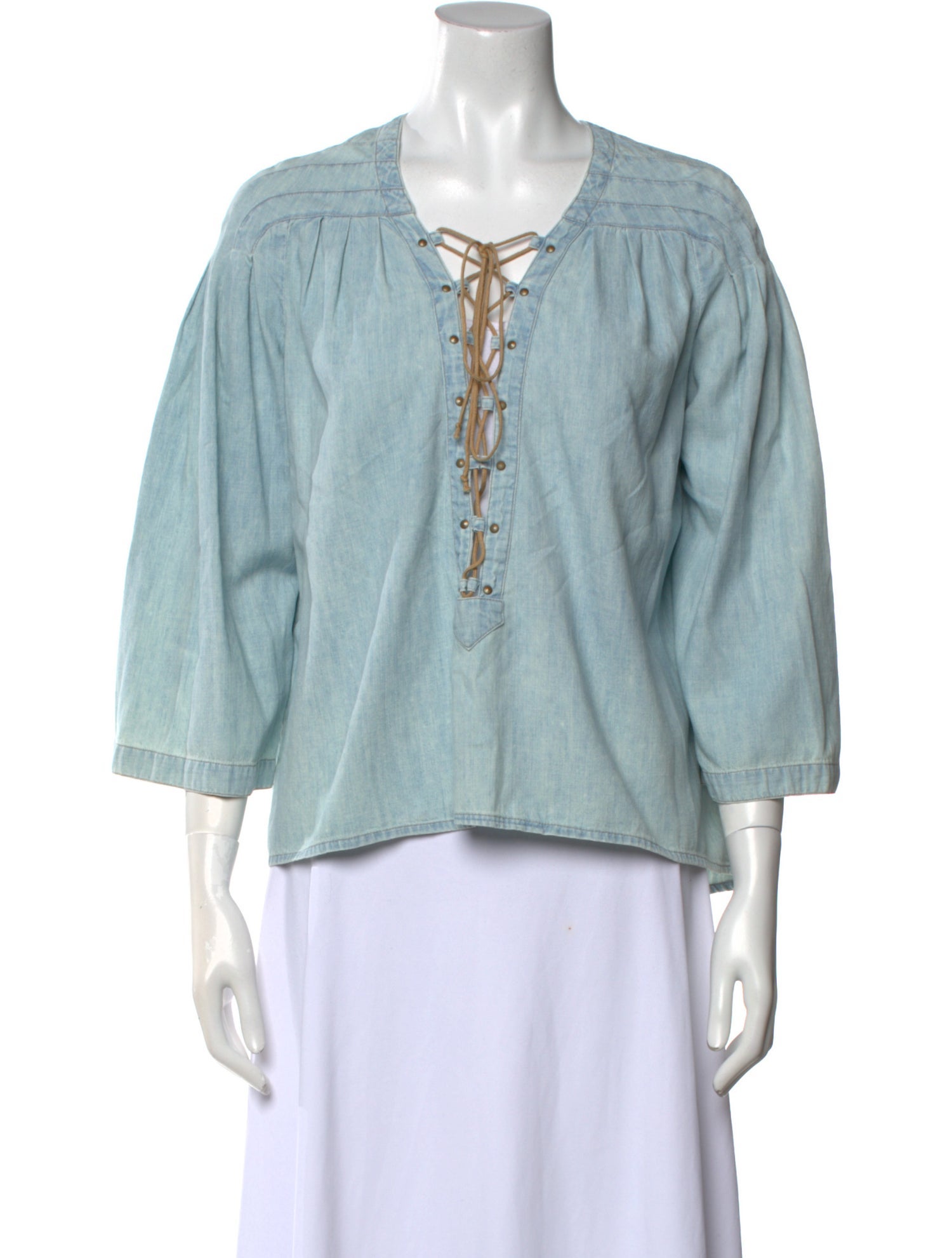 Jean Atelier V-Neck Three-Quarter Sleeve Blouse