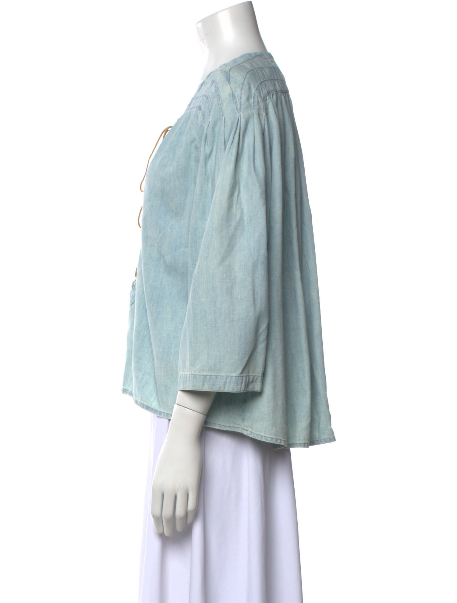 Jean Atelier V-Neck Three-Quarter Sleeve Blouse