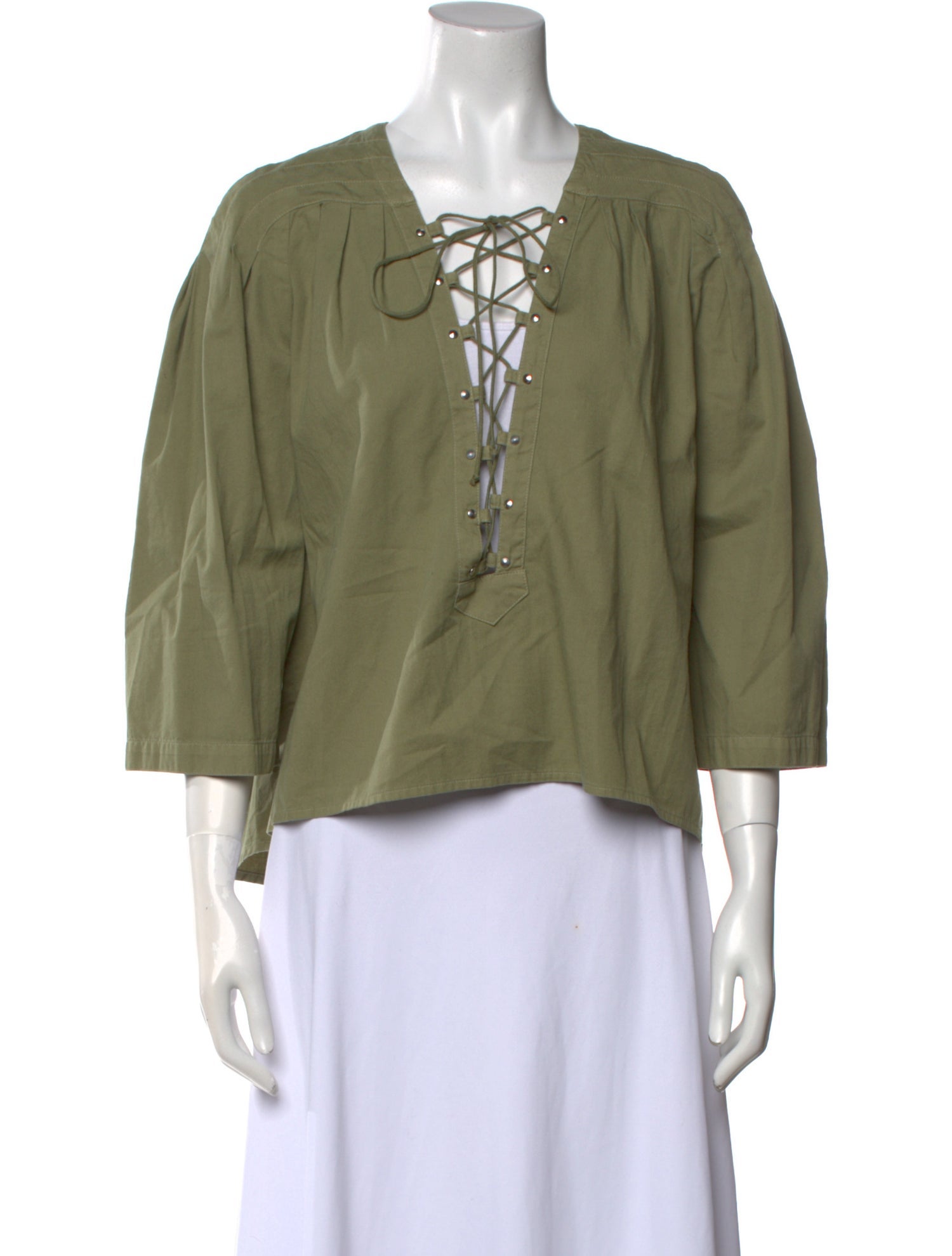 Jean Atelier V-Neck Three-Quarter Sleeve Blouse